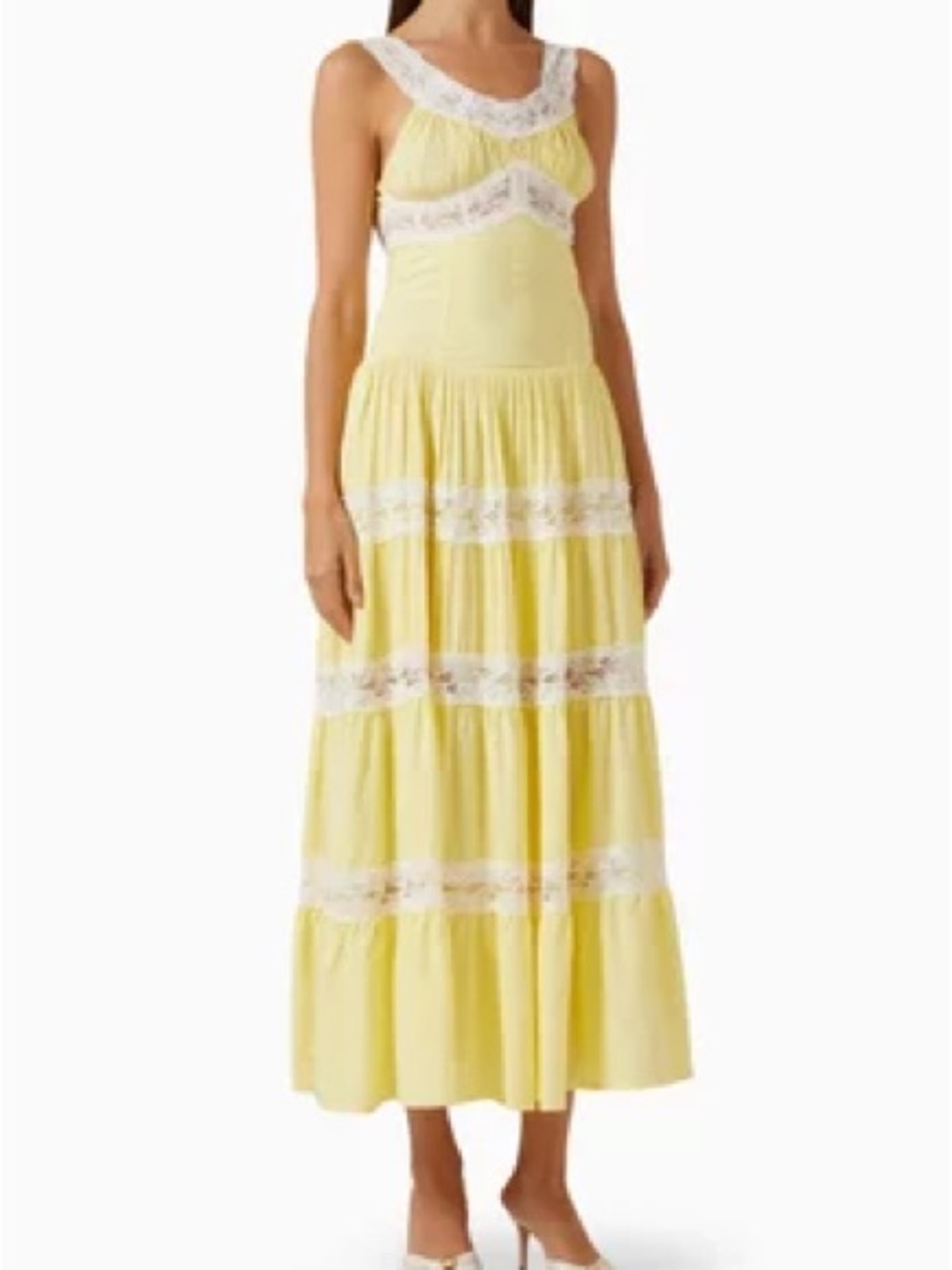 NWT Frankies Bikinis Dakota Maxi Dress Sunflower Yellow Lace Sleeveless Size XS - Picture 2 of 14